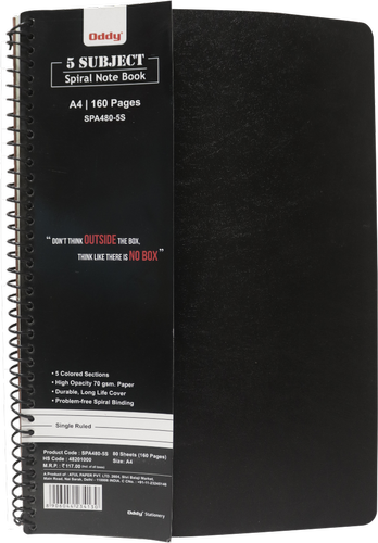 SPA480 5S 1/4 Spiral Note Book 80 Sheets