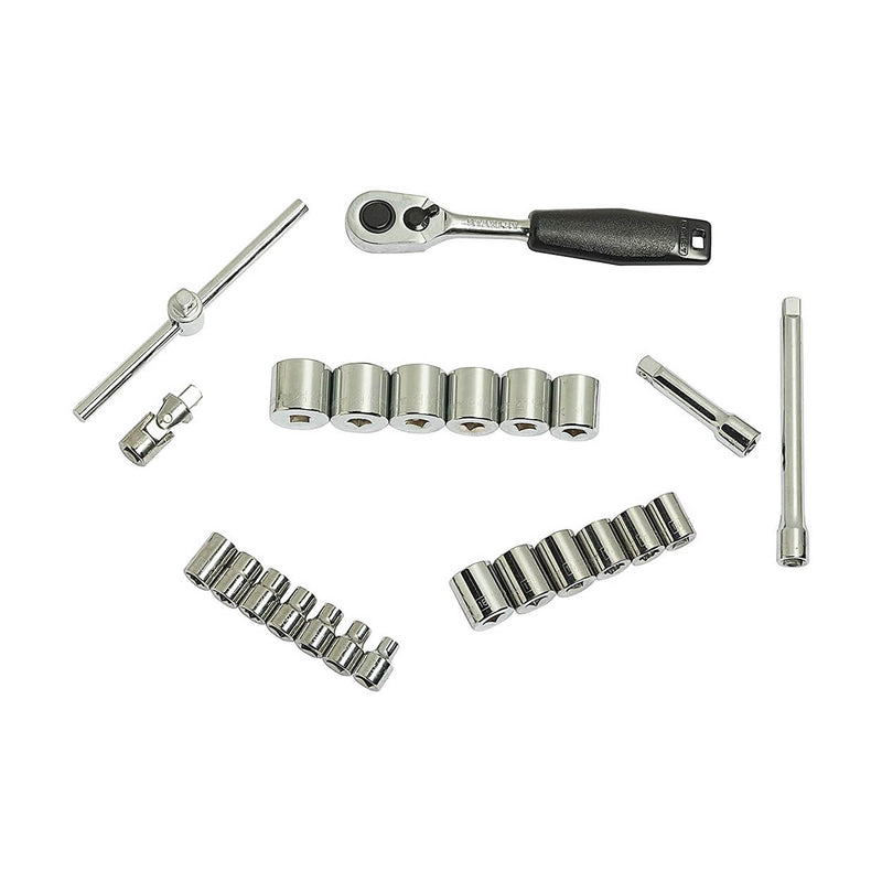 Stanley 1-89-035 3/8 Inch Sq. Drive 6 Pt Metric Socket Set 24Pcs