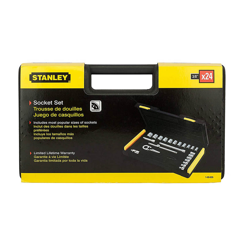 Stanley 1-89-035 3/8 Inch Sq. Drive 6 Pt Metric Socket Set 24Pcs