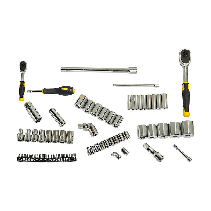 Stanley STMT82831-1-12 1/4 & 1/2Inch Sq. Drive Chrome Socket Set 72Pcs