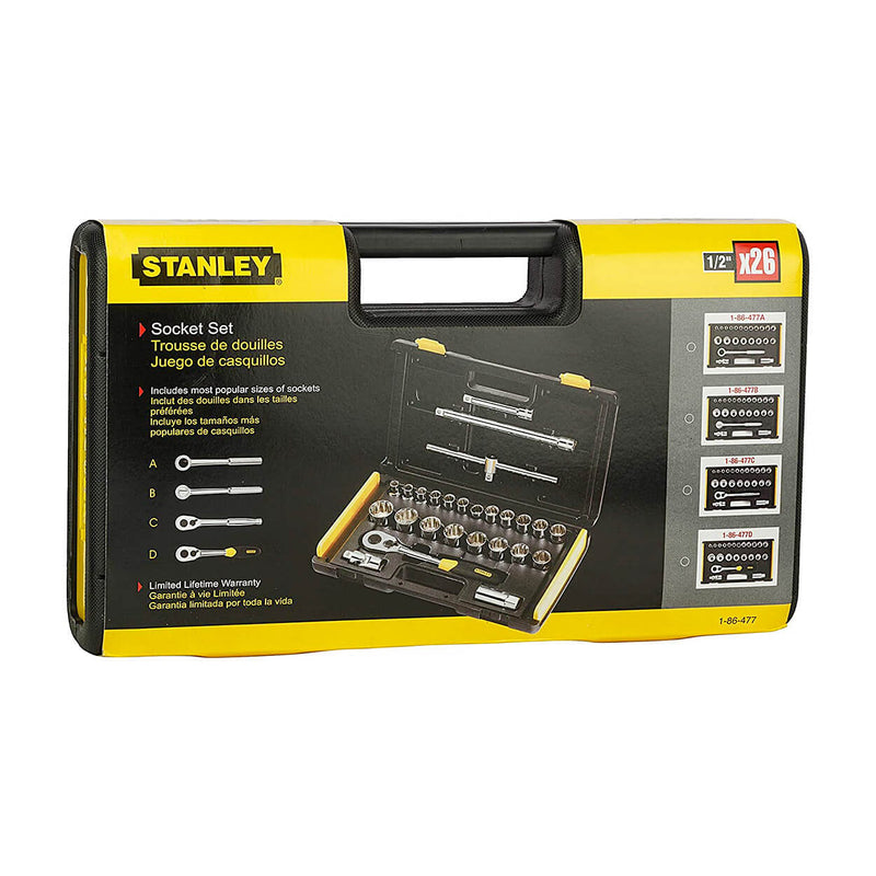 Stanley 86-477 1/2" Sq. Drive 12PT Metric Socket Set 26pcs