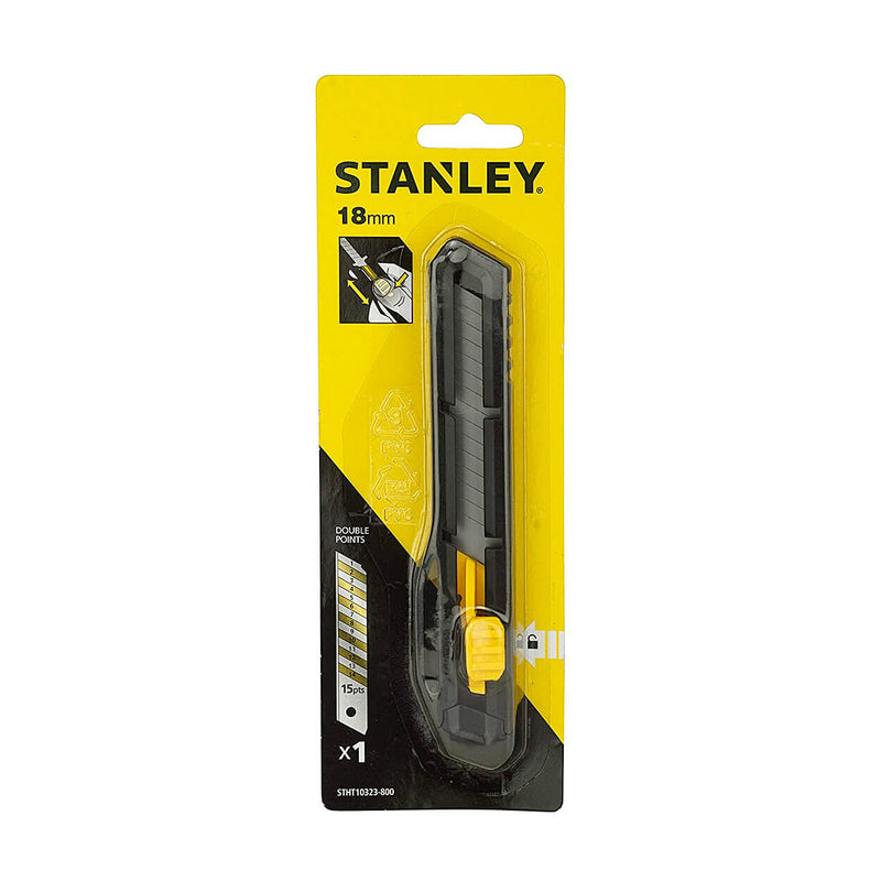Stanley STHT10322-800 Plastic Slide Lock Snap Off Knife 18mm - Pack of 5