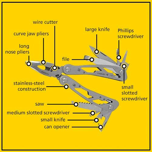 Stanley 1-84-519 Multi Tool-Ideal Tool for Home, Car, Bikes, Camping, Outdoor Activity 12 in 1