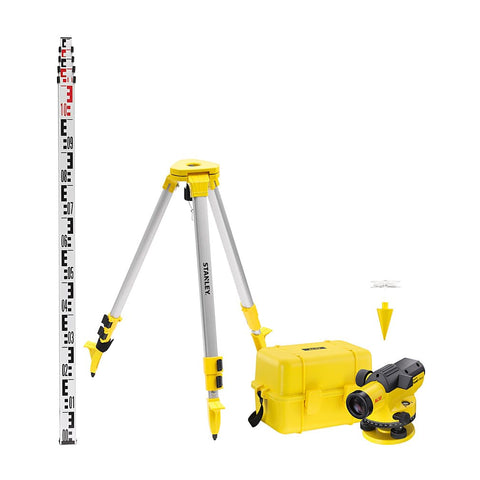Stanley 1-77-244 AL32XL Optical Level Site Pack Set With Tripod And Staff
