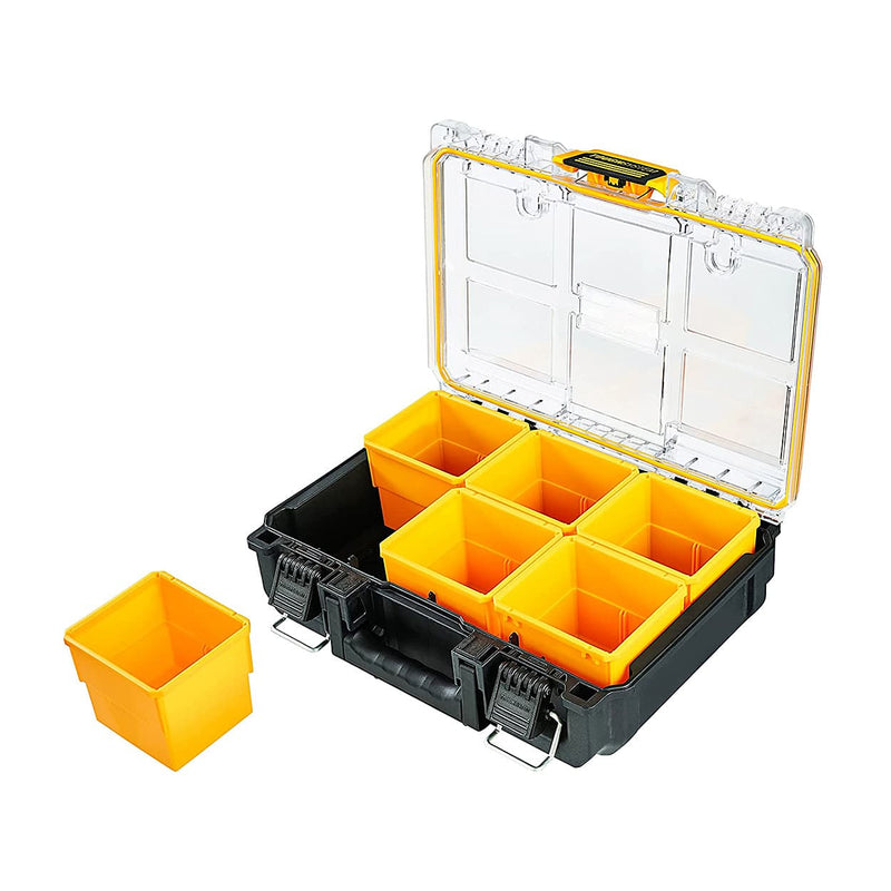 DeWalt DWST83392-1 Half Width Clear Lid Deep Organiser With 6 Removable Deep Cups & 10 Kg Load Capacity