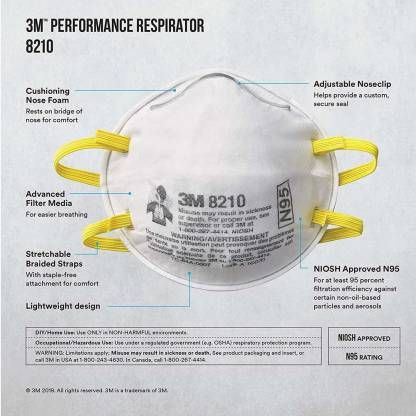 3M 8210 V, Particulate Respirator Mask - Pack of 10